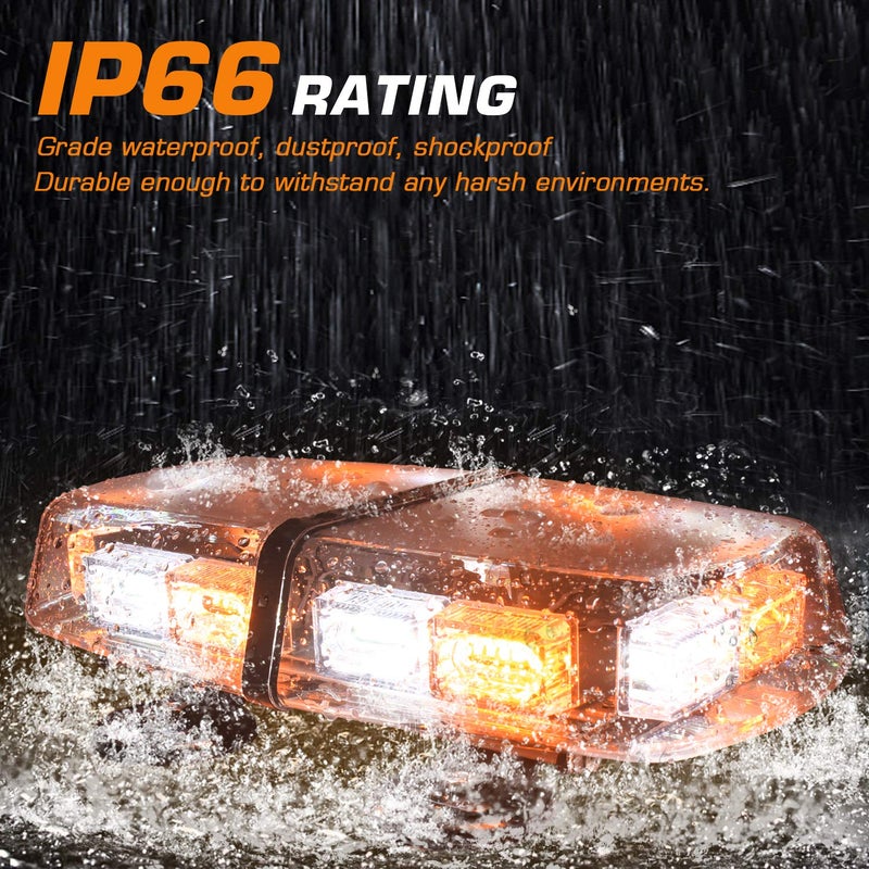 LINKITOM Rooftop LED Strobe Lights -72 LED High Intensity Emergency Flashing Warning Safety Light with 4 Heavy Duty Strong Magnets Base for 12-24V Snow Plow, Truck Vehicle (Amber & White) - Image 3